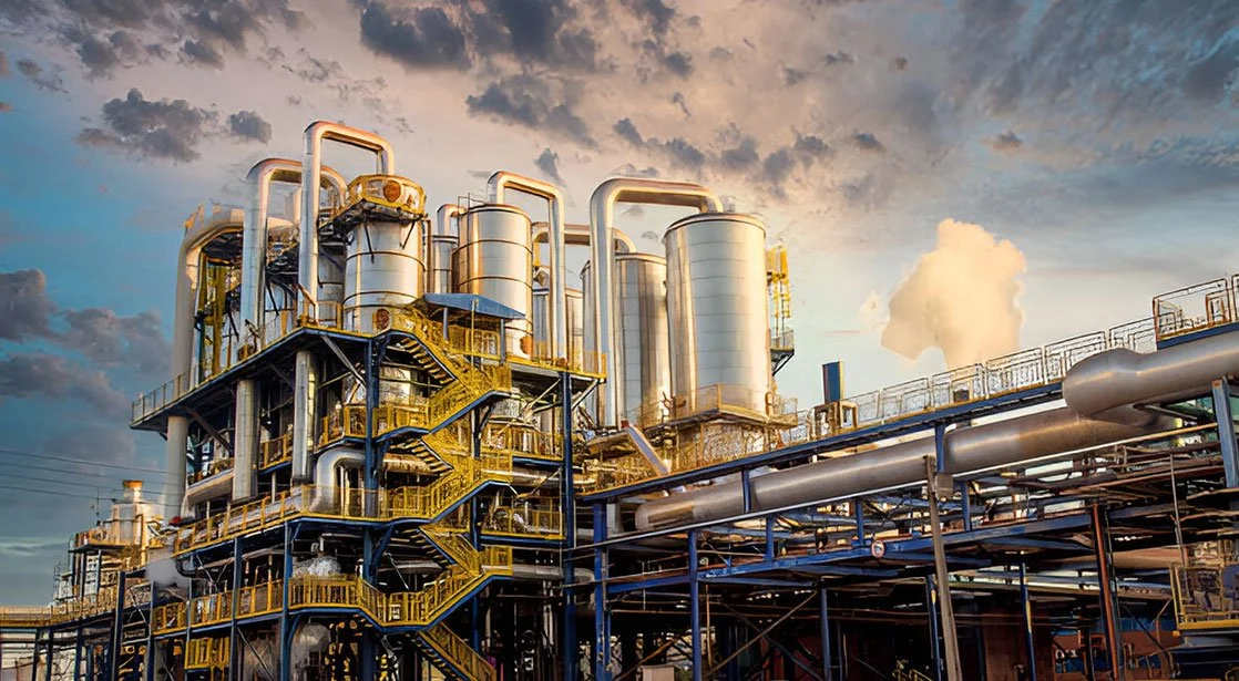 Chemical plant at dusk