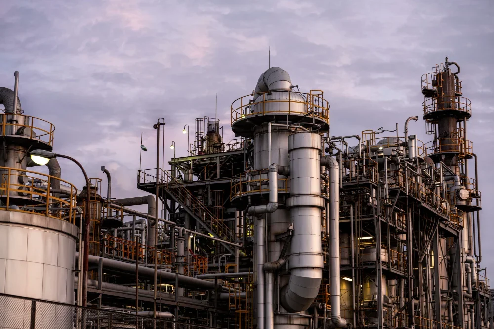 Chemical plant at dusk