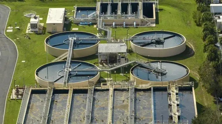 Water treatment plant aerial view